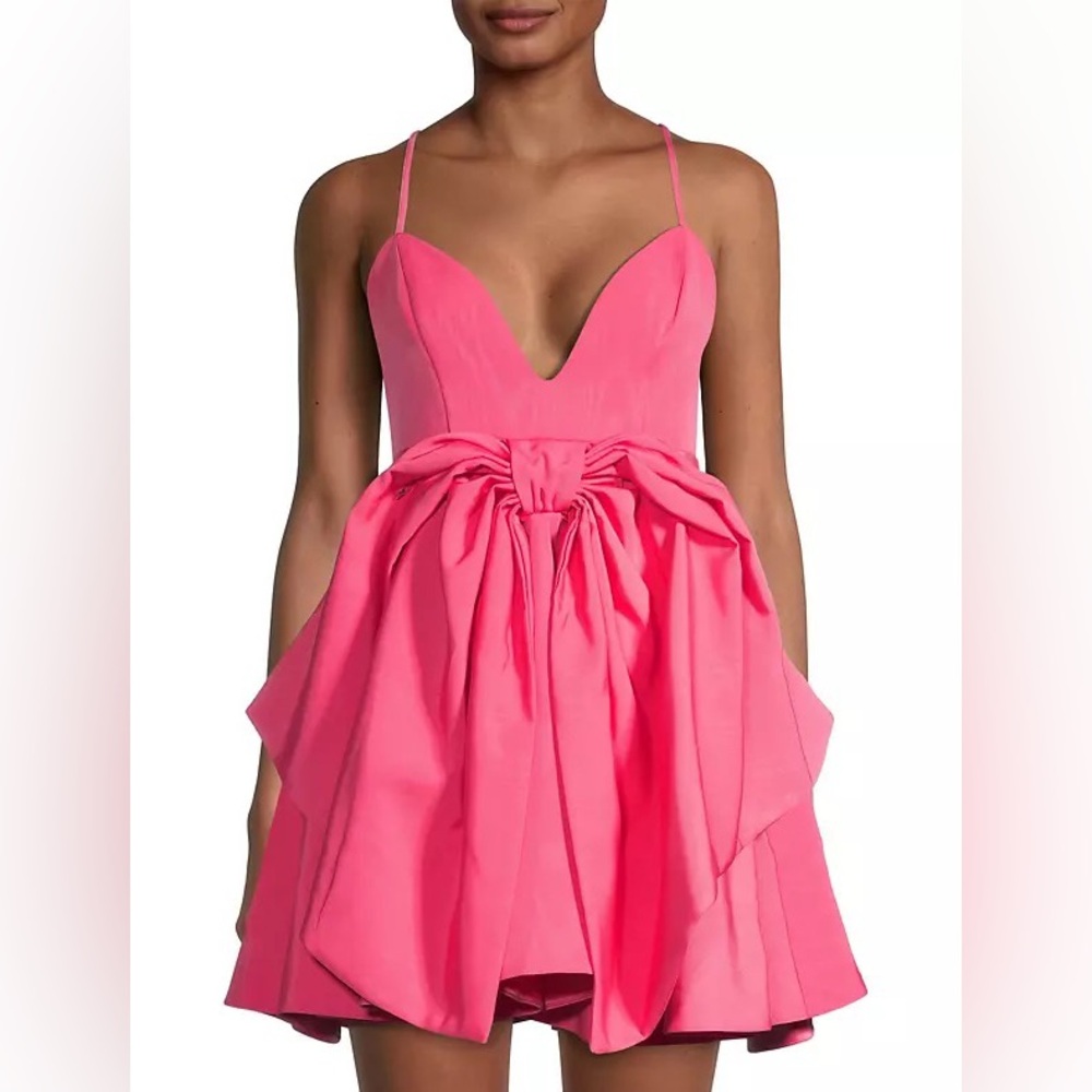 Bardot Hot Pink Spaghetti-Strap Mini Dress with Bow Detail